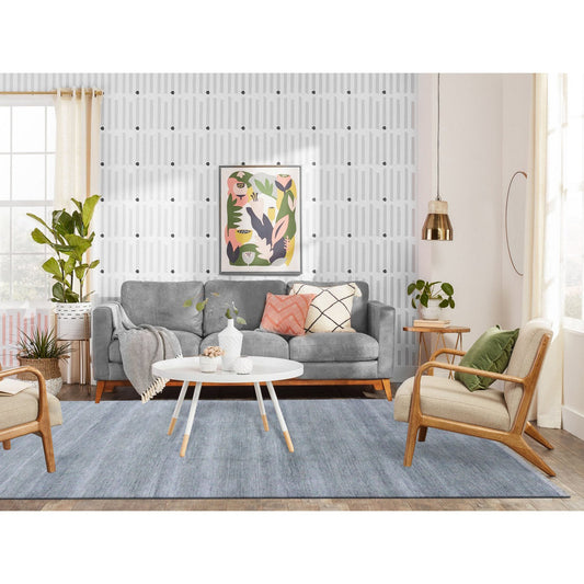 Modern and Contemporary Wool & Silk Hand Knotted Rug Grey No Border 6.0X9.2 -O079124