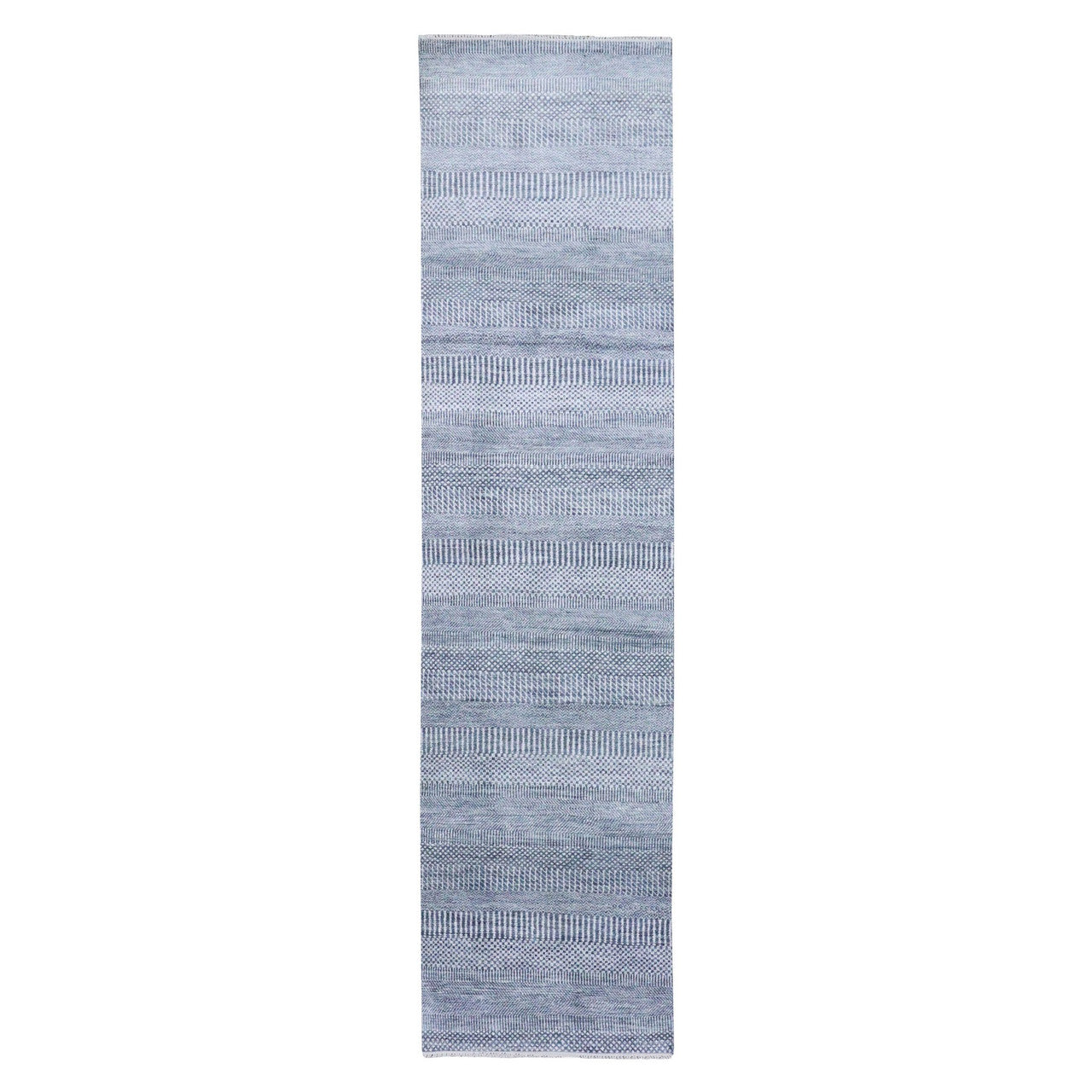 Gray 2'6" x 10'2" Modern and Contemporary Hand knotted Wool/Silk Rug - Sku: O079130