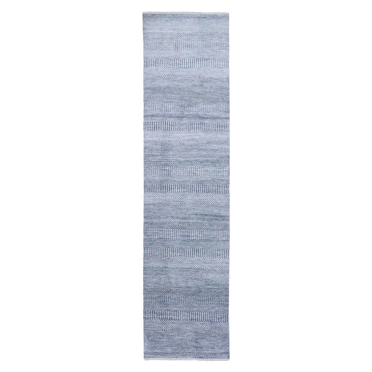 Modern and Contemporary Wool & Silk Hand Knotted Rug Grey No Border 2.6X10.2 -O079130