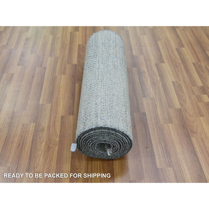 Modern and Contemporary Wool & Silk Hand Knotted Rug Blue No Border 2.7X15.5 -O079133