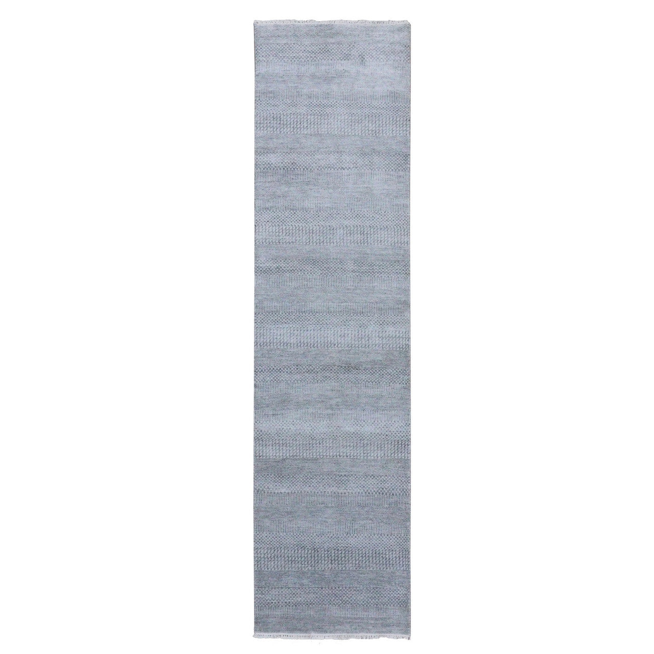 Gray 2'6" x 10'0" Modern and Contemporary Hand knotted Wool/Silk Rug - Sku: O079134