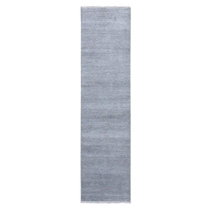 Modern and Contemporary Wool & Silk Hand Knotted Rug Grey No Border 2.6X10.0 -O079134