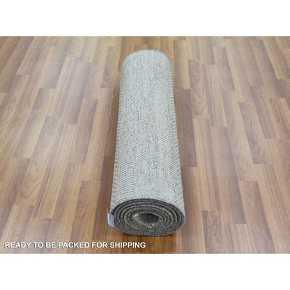 Modern and Contemporary Wool & Silk Hand Knotted Rug Grey No Border 2.6X10.0 -O079134