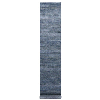 Modern and Contemporary Wool & Silk Hand Knotted Rug Grey No Border 2.7X14.0 -O079136