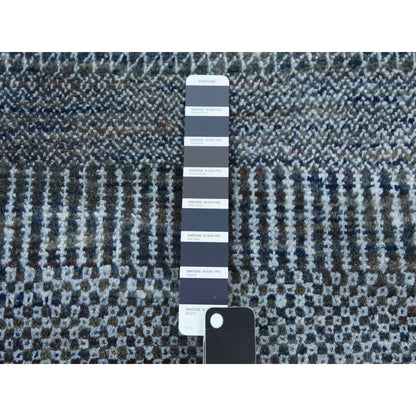 Modern and Contemporary Wool & Silk Hand Knotted Rug Grey No Border 2.7X14.0 -O079136