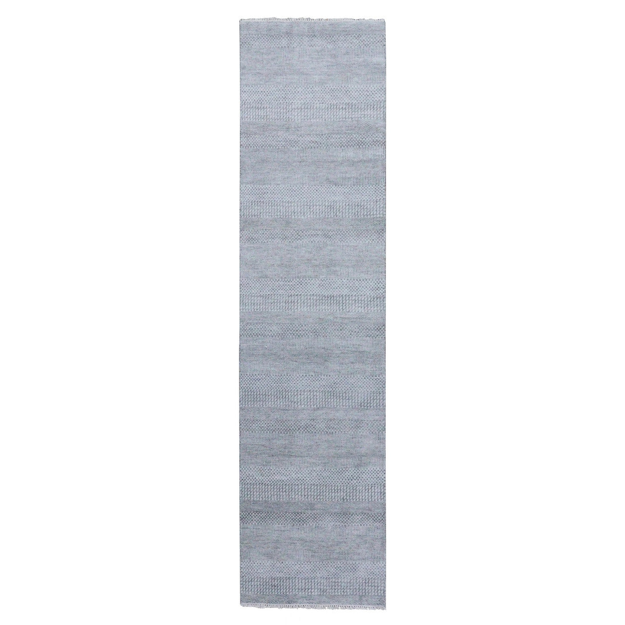 Gray 2'6" x 10'1" Modern and Contemporary Hand knotted Wool/Silk Rug - Sku: O079137