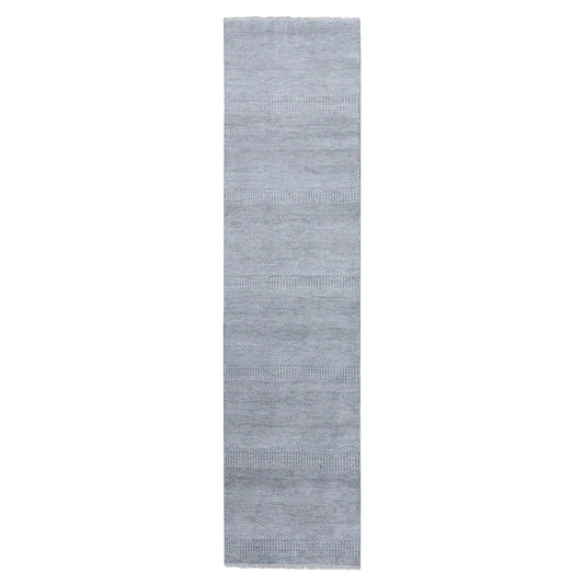 Modern and Contemporary Wool & Silk Hand Knotted Rug Grey No Border 2.6X10.1 -O079137