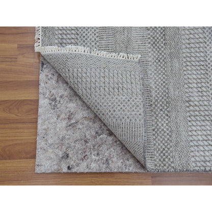 Modern and Contemporary Wool & Silk Hand Knotted Rug Grey No Border 2.6X10.1 -O079137