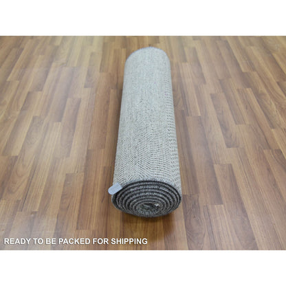 Modern and Contemporary Wool & Silk Hand Knotted Rug Grey No Border 2.6X10.1 -O079137