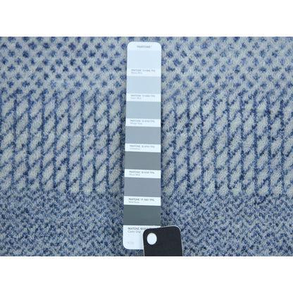 Modern and Contemporary Wool & Silk Hand Knotted Rug Blue No Border 2.6X10.0 -O079138