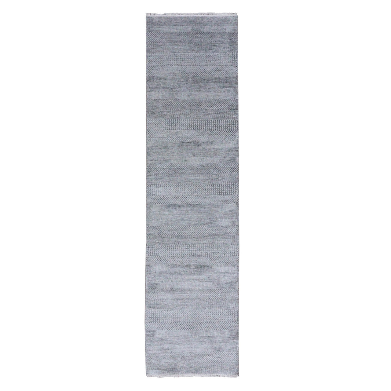 Gray 2'7" x 10'0" Modern and Contemporary Hand knotted Wool/Silk Rug - Sku: O079139