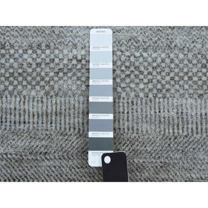 Modern and Contemporary Wool & Silk Hand Knotted Rug Grey No Border 2.7X10.0 -O079139