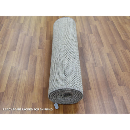 Modern and Contemporary Wool & Silk Hand Knotted Rug Grey No Border 2.7X10.0 -O079139