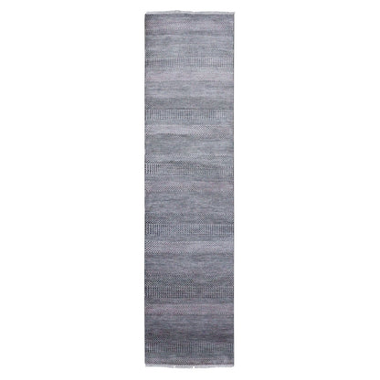 Modern and Contemporary Wool & Silk Hand Knotted Rug Grey No Border 2.8X10.2 -O079140