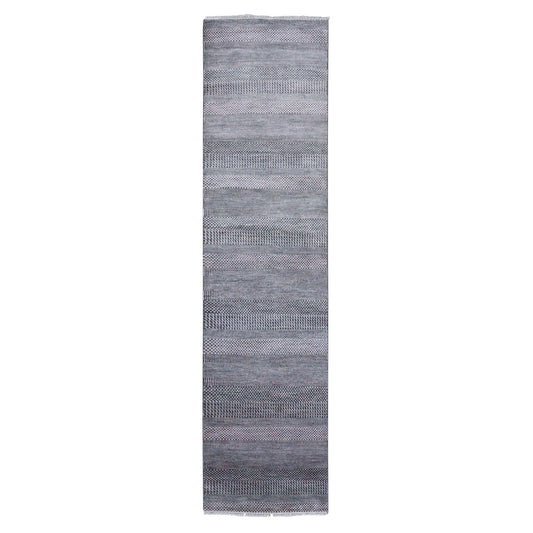 Modern and Contemporary Wool & Silk Hand Knotted Rug Grey No Border 2.8X10.2 -O079140