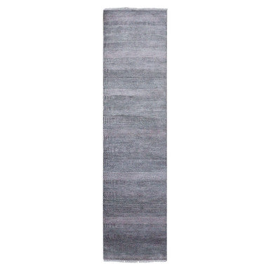 Modern and Contemporary Wool & Silk Hand Knotted Rug Grey No Border 2.8X10.2 -O079140
