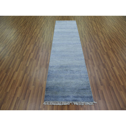 Modern and Contemporary Wool & Silk Hand Knotted Rug Grey No Border 2.6X9.10 -O079143