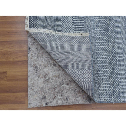 Modern and Contemporary Wool & Silk Hand Knotted Rug Grey No Border 2.10X10.2 -O079147