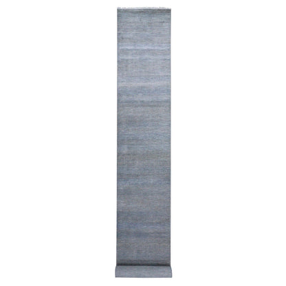 Modern and Contemporary Wool & Silk Hand Knotted Rug Grey No Border 2.7X16.4 -O079153