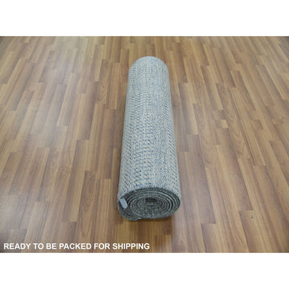 Modern and Contemporary Wool & Silk Hand Knotted Rug Grey No Border 2.7X16.4 -O079153