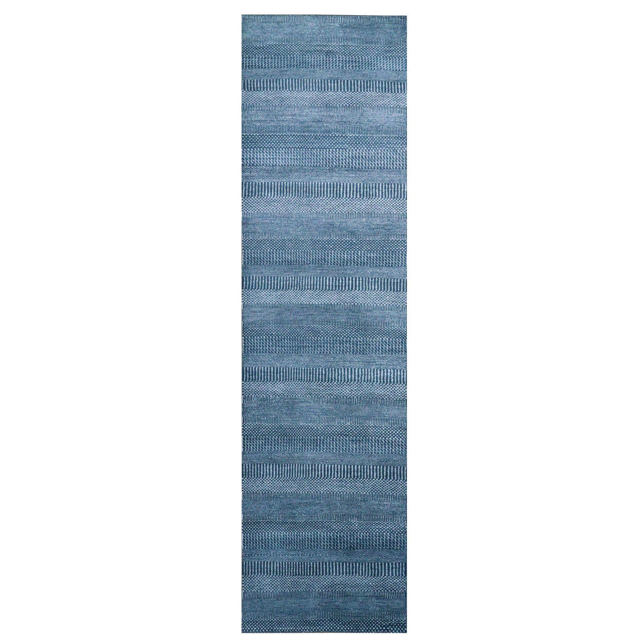 Blue 2'9" x 11'4" Modern and Contemporary Hand knotted Wool/Silk Rug - Sku: O079154