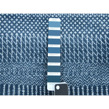 Modern and Contemporary Wool & Silk Hand Knotted Rug Blue No Border 2.9X11.4 -O079154