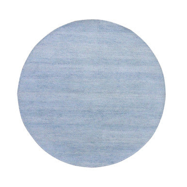 Modern and Contemporary Wool & Silk Hand Knotted Rug Blue No Border 5.10X5.10 -O079157