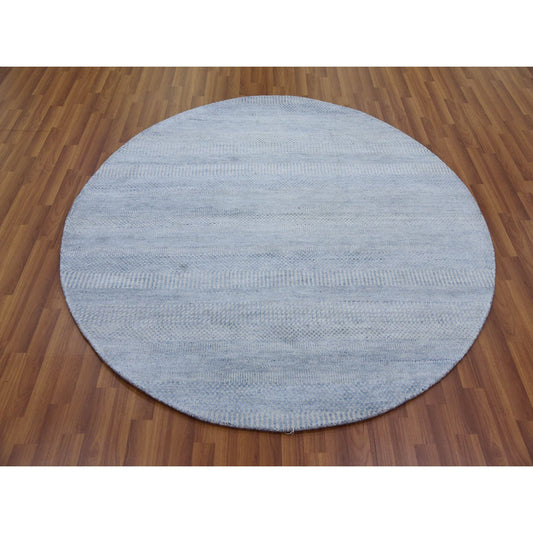Modern and Contemporary Wool & Silk Hand Knotted Rug Blue No Border 5.10X5.10 -O079157