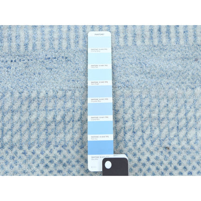 Modern and Contemporary Wool & Silk Hand Knotted Rug Blue No Border 5.10X5.10 -O079157