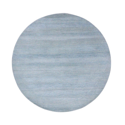 Modern and Contemporary Wool & Silk Hand Knotted Rug Blue No Border 6.0X6.0 -O079158