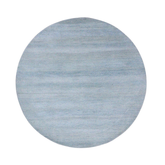Modern and Contemporary Wool & Silk Hand Knotted Rug Blue No Border 6.0X6.0 -O079158