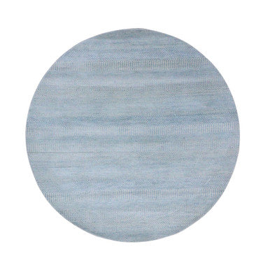 Modern and Contemporary Wool & Silk Hand Knotted Rug Blue No Border 6.0X6.0 -O079158