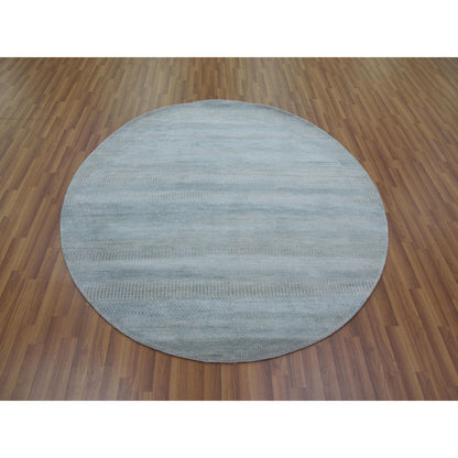 Modern and Contemporary Wool & Silk Hand Knotted Rug Blue No Border 6.0X6.0 -O079158