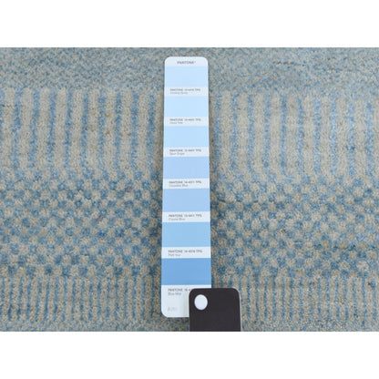 Modern and Contemporary Wool & Silk Hand Knotted Rug Blue No Border 6.0X6.0 -O079158
