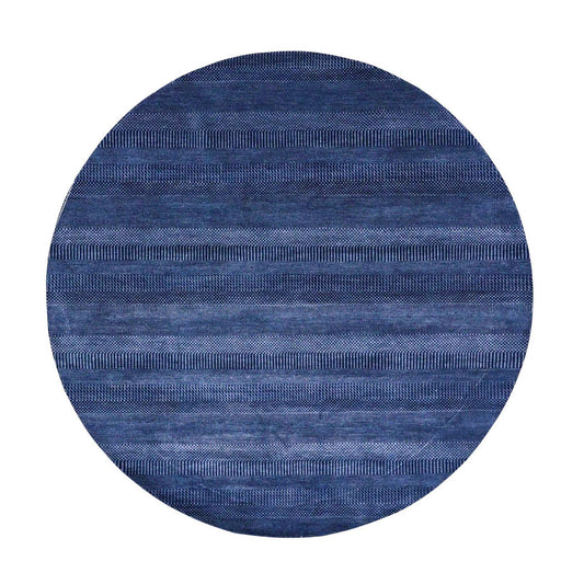 Modern and Contemporary Wool & Silk Hand Knotted Rug Blue No Border 8.0X8.0 -O079161