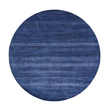 Modern and Contemporary Wool & Silk Hand Knotted Rug Blue No Border 8.0X8.0 -O079161