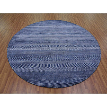 Modern and Contemporary Wool & Silk Hand Knotted Rug Blue No Border 8.0X8.0 -O079161