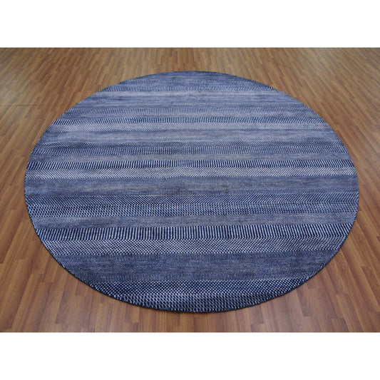 Modern and Contemporary Wool & Silk Hand Knotted Rug Blue No Border 8.0X8.0 -O079161