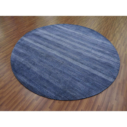 Modern and Contemporary Wool & Silk Hand Knotted Rug Blue No Border 8.0X8.0 -O079161