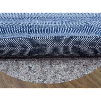 Modern and Contemporary Wool & Silk Hand Knotted Rug Blue No Border 8.0X8.0 -O079161