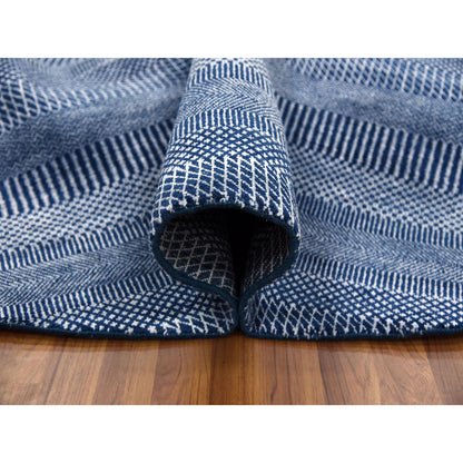 Modern and Contemporary Wool & Silk Hand Knotted Rug Blue No Border 8.0X8.0 -O079161