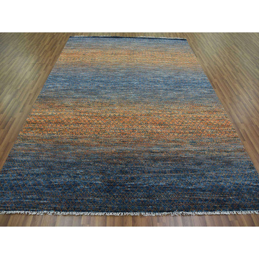 Modern and Contemporary Wool Hand Knotted Rug Orange No Border 8.2X10.5 -O079165