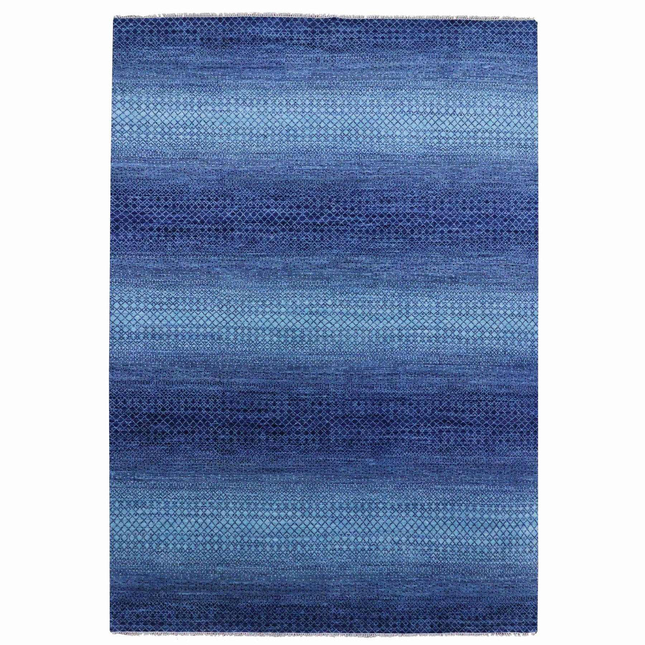 Modern and Contemporary Wool Hand Knotted Rug Blue No Border 9.10X14.0 -O079167