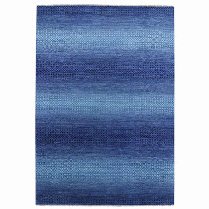 Modern and Contemporary Wool Hand Knotted Rug Blue No Border 9.10X14.0 -O079167