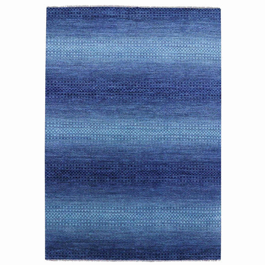 Modern and Contemporary Wool Hand Knotted Rug Blue No Border 9.10X14.0 -O079167