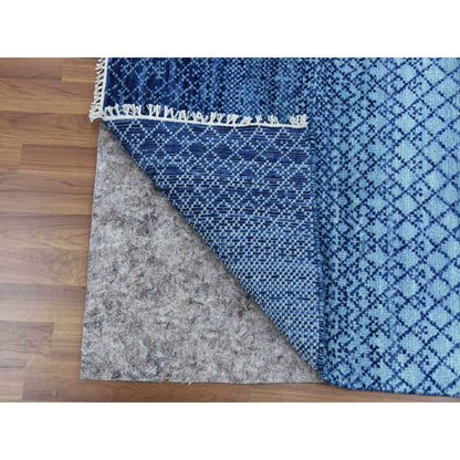 Modern and Contemporary Wool Hand Knotted Rug Blue No Border 9.10X14.0 -O079167