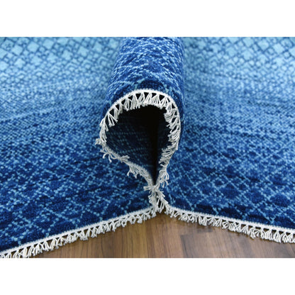 Modern and Contemporary Wool Hand Knotted Rug Blue No Border 9.10X14.0 -O079167