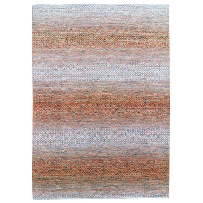 Modern and Contemporary Wool Hand Knotted Rug Orange No Border 9.10X13.10 -O079168