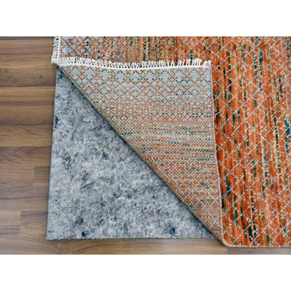 Modern and Contemporary Wool Hand Knotted Rug Orange No Border 9.10X13.10 -O079168