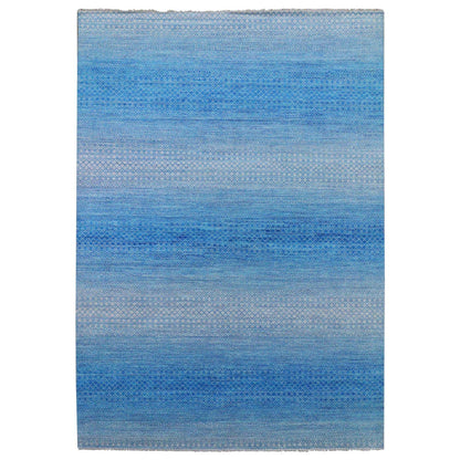 Modern and Contemporary Wool Hand Knotted Rug Blue No Border 10.0X14.3 -O079169